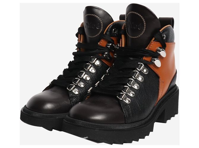 Chloé Botas de combate negras y marrones Chloe - talla EU 36 (UK 3) Negro - vista 2