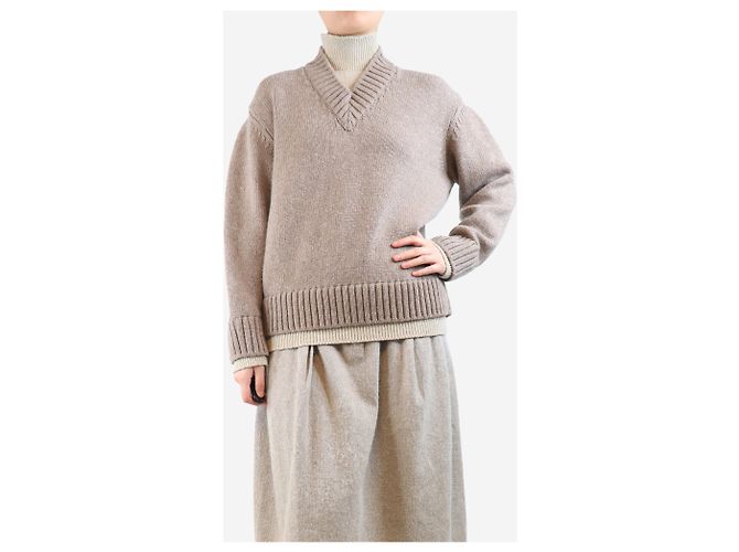 Bottega Veneta Suéter de lã grosso marrom - tamanho S - vista 3