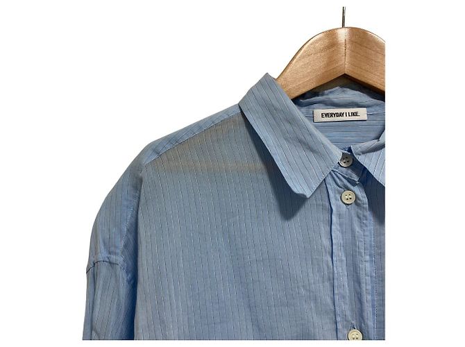 Autre Marque CADA DÍA ME GUSTA. Camisa de mezcla de seda transparente a rayas Azul - vista 2