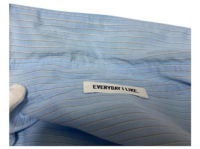 Autre Marque CADA DÍA ME GUSTA. Camisa de mezcla de seda transparente a rayas Azul - vista 7