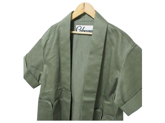 Autre Marque Giacca in cotone a maniche corte Cabana Verde Cachi - vista 4