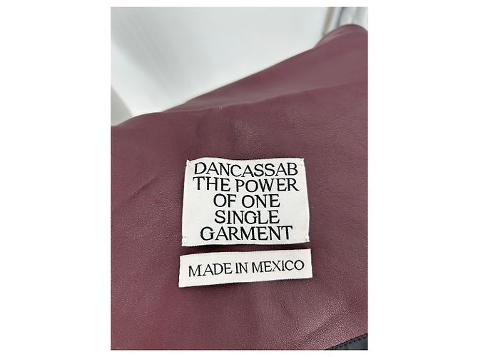 Autre Marque Bordeauxfarbene Lederjacke mit Fransen - Ansicht 5