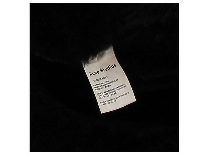 Chaqueta bomber Acne de cuero negro y lana - vista 6