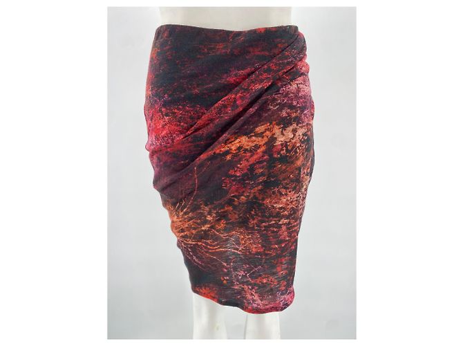 Falda estampada de viscosa roja Helmut Lang - vista 2