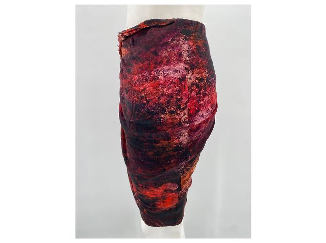Falda estampada de viscosa roja Helmut Lang - vista 3