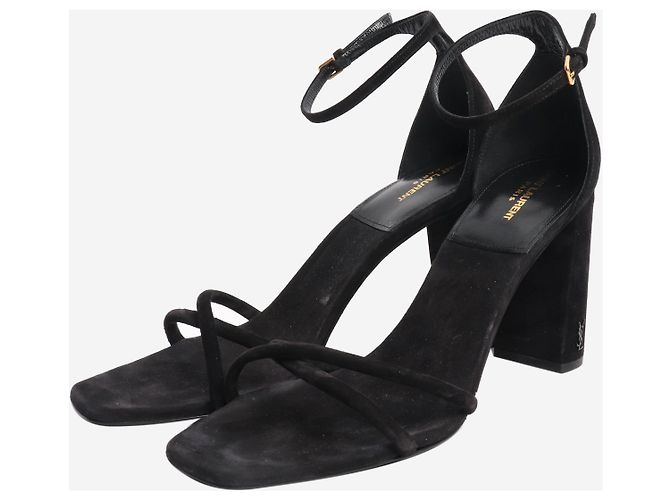 Saint Laurent Schwarze Wildleder-Absatzsandalen - Größe EU 40,5 - Ansicht 2