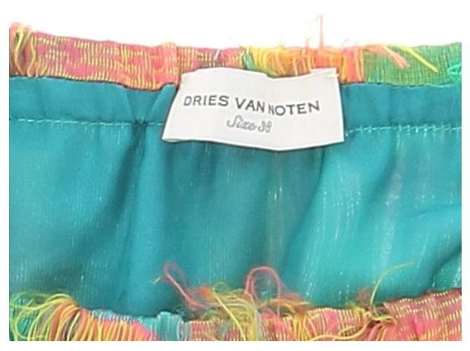 Falda midi con flecos naranja y turquesa Dries Van Noten - vista 5
