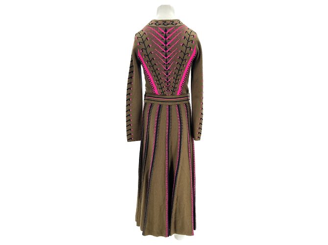 Temperley London Woll Maxikleid Khaki Rosa - Ansicht 2