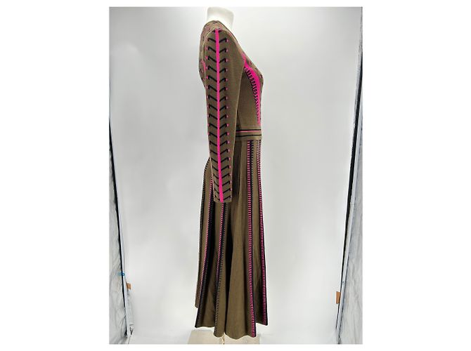 Temperley London Woll Maxikleid Khaki Rosa - Ansicht 3