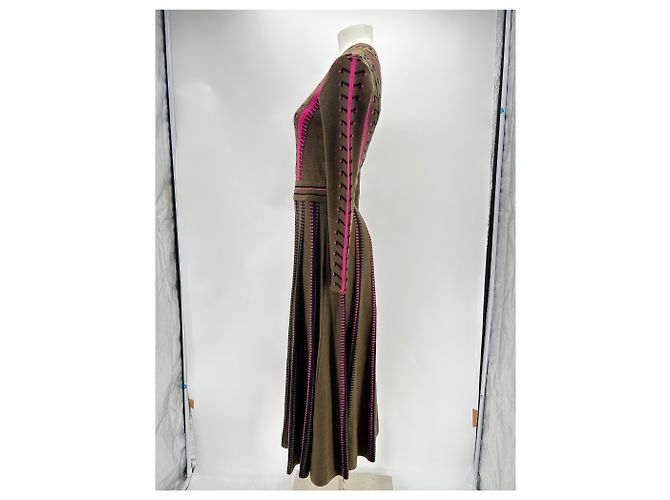 Temperley London Woll Maxikleid Khaki Rosa - Ansicht 4
