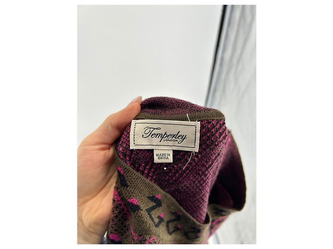 Temperley London Woll Maxikleid Khaki Rosa - Ansicht 5