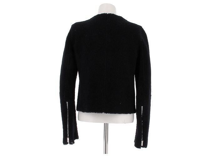 Céline Short Wool Jacket Navy Blue Black - view 2
