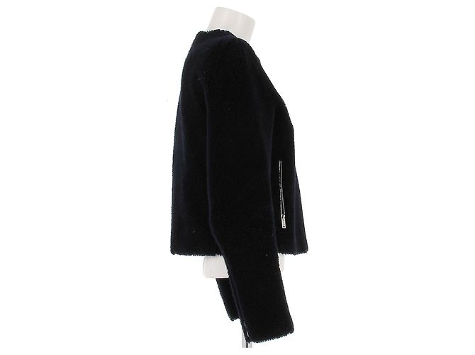 Céline Short Wool Jacket Navy Blue Black - view 3