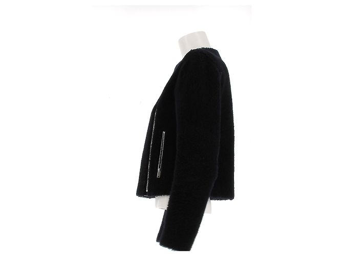 Céline Short Wool Jacket Navy Blue Black - view 4