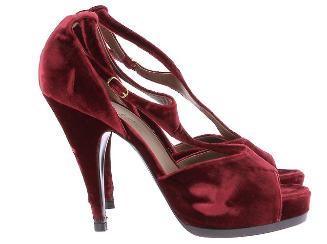 Hermès Sandali con tacco bordeaux Bordò - vista 2