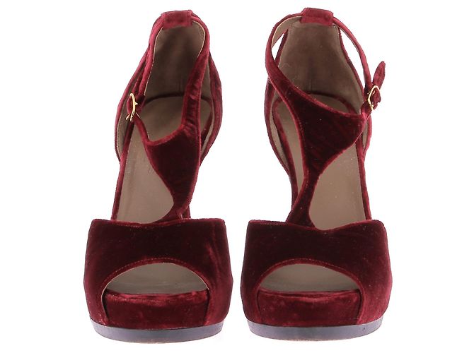 Hermès Sandali con tacco bordeaux Bordò - vista 4