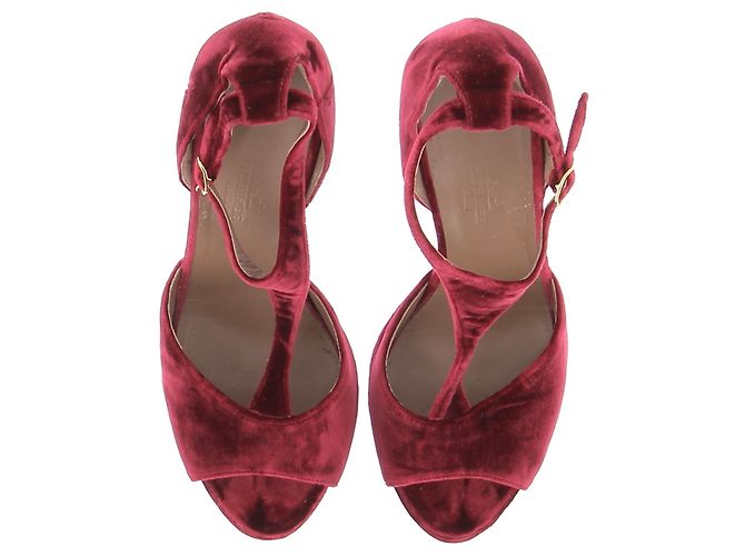 Hermès Sandali con tacco bordeaux Bordò - vista 6