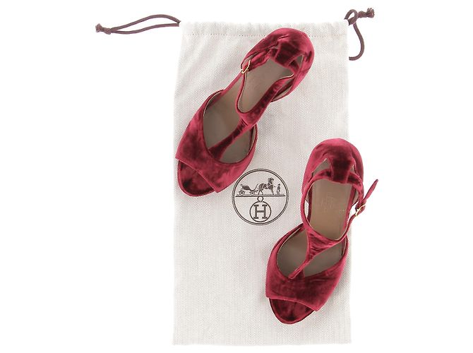 Hermès Sandali con tacco bordeaux Bordò - vista 8