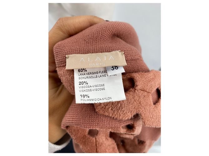 Bolero de lana rosa Alaïa - vista 4