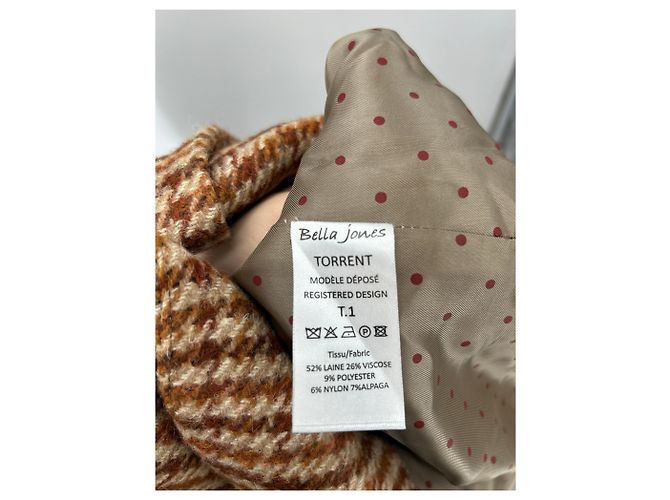 Autre Marque Abrigo de cuadros de lana BELLA JONES Camel Camello - vista 6