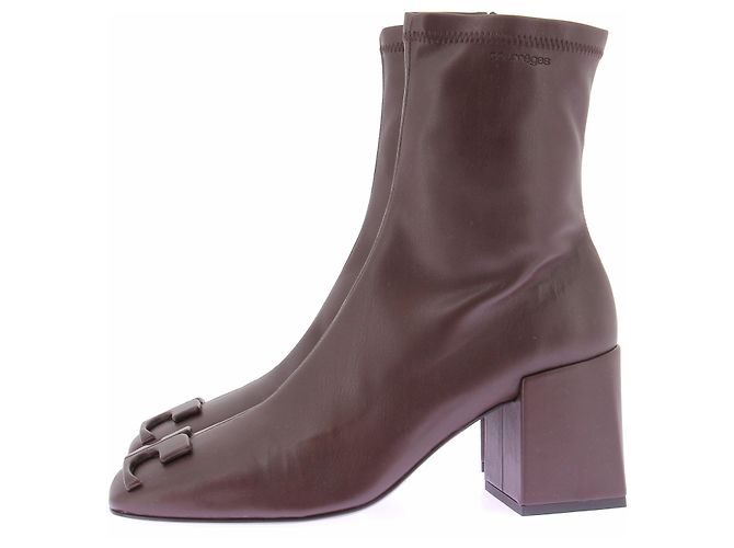 Courreges Botines "Reedición" burdeos de cuero - vista 3