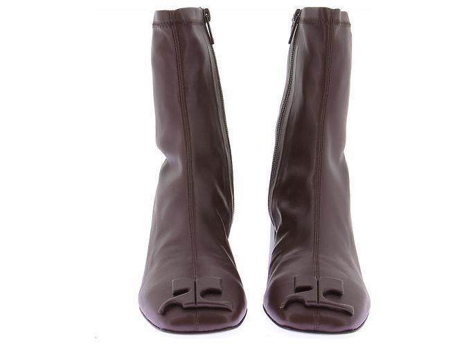 Courreges Botines "Reedición" burdeos de cuero - vista 4