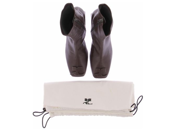 Courreges Botines "Reedición" burdeos de cuero - vista 7