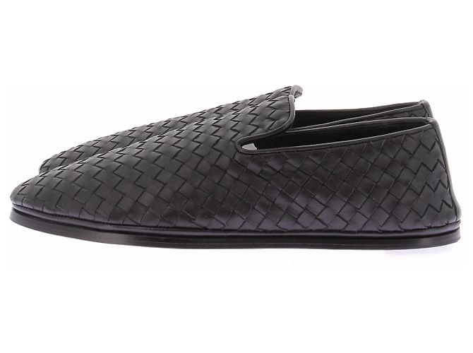 Bottega Veneta Mocassini intrecciati neri in pelle intrecciato Nero - vista 3