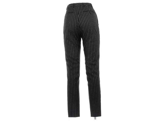Saint Laurent Pantalón negro con rayas plateadas - vista 2