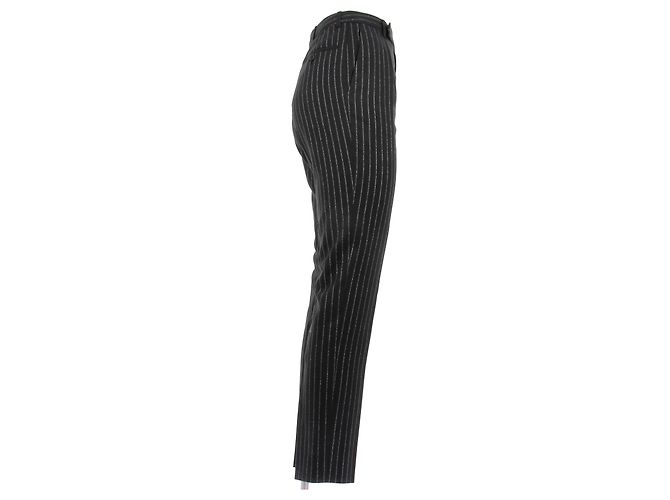 Saint Laurent Pantalón negro con rayas plateadas - vista 3