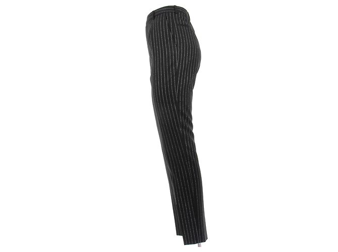 Saint Laurent Pantalón negro con rayas plateadas - vista 4