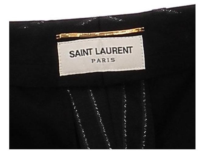 Saint Laurent Pantalón negro con rayas plateadas - vista 5