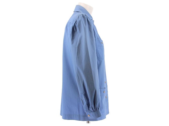 Céline Camicia blu con bottoni dorati - vista 3