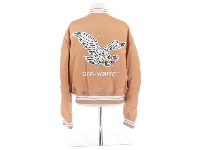 Off White Bomberjacke aus Satin Beige - Ansicht 2