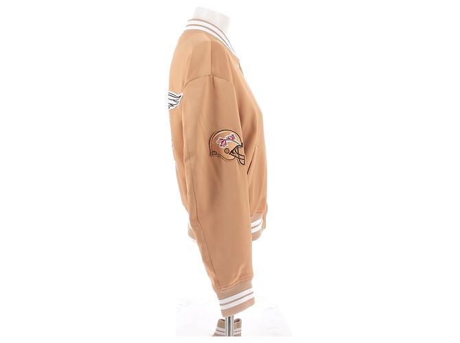 Off White Bomberjacke aus Satin Beige - Ansicht 3