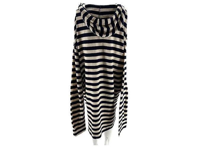 Loewe Vestido con capucha a rayas con logo Azul marino - vista 2