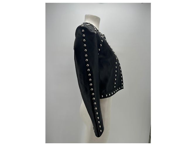 Giacca in pelle con borchie L'Agence nera Nero - vista 3
