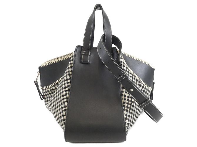 Borsa a Spalla Hammock Small di Loewe Nero Bianco - vista 2