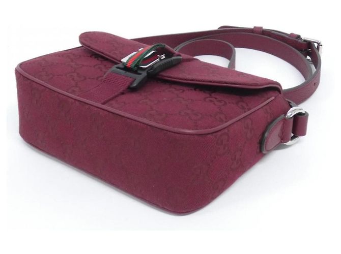 Borsa a spalla Gucci in tela e pelle GG rossa Rosso - vista 3