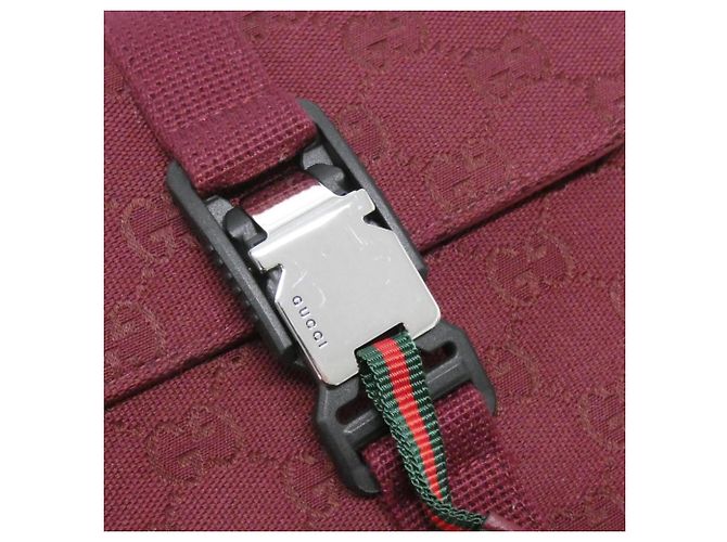 Borsa a spalla Gucci in tela e pelle GG rossa Rosso - vista 4