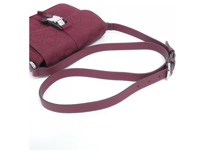 Borsa a spalla Gucci in tela e pelle GG rossa Rosso - vista 5