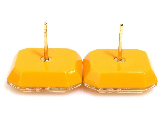 Orecchini in resina dorata e metallo Chanel D'oro Giallo - vista 6