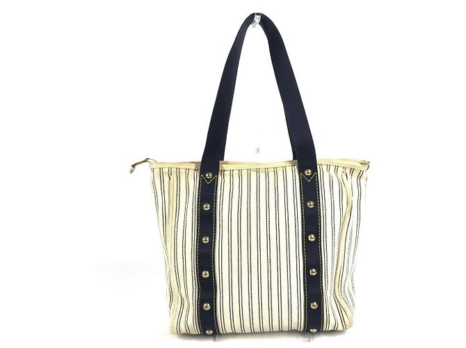 Borsa a Spalla Louis Vuitton Antigua Cabas MM Crudo Blu navy - vista 2