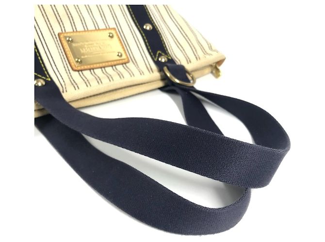 Borsa a Spalla Louis Vuitton Antigua Cabas MM Crudo Blu navy - vista 9