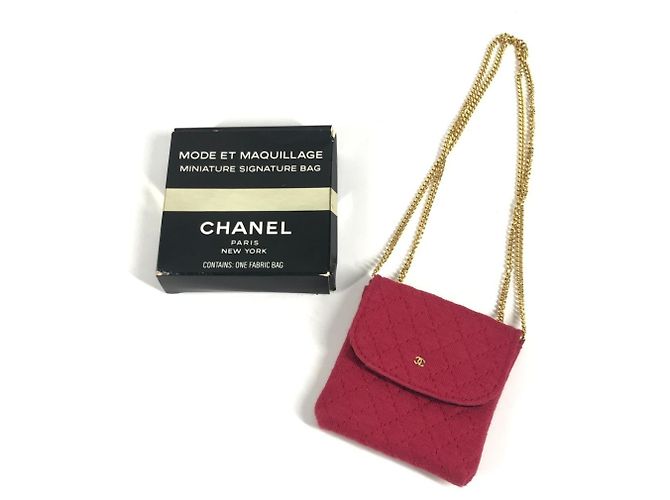 Pochette Miniatura Matelassé Logo CC Vintage Coco di Chanel Rosso D'oro - vista 15