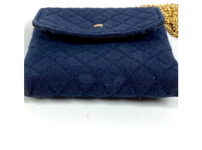 Vintage Coco Mark Matelassé Mini-Handtasche von Chanel Marineblau - Ansicht 3