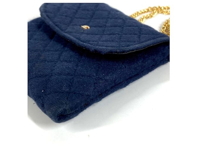 Vintage Coco Mark Matelassé Mini-Handtasche von Chanel Marineblau - Ansicht 4