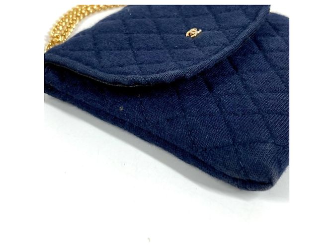 Vintage Coco Mark Matelassé Mini-Handtasche von Chanel Marineblau - Ansicht 5