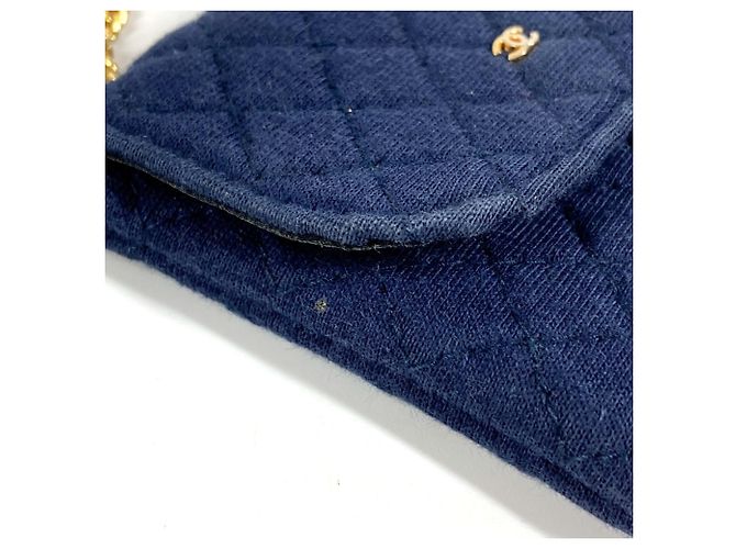 Vintage Coco Mark Matelassé Mini-Handtasche von Chanel Marineblau - Ansicht 6