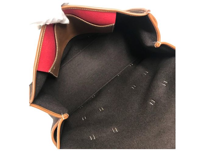 Borsa tote in tela a righe Camoil con logo Hermès Marrone Rosso - vista 10
